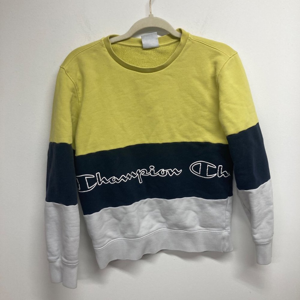 Champion Spellout Color Block Sweater Medium - image 1